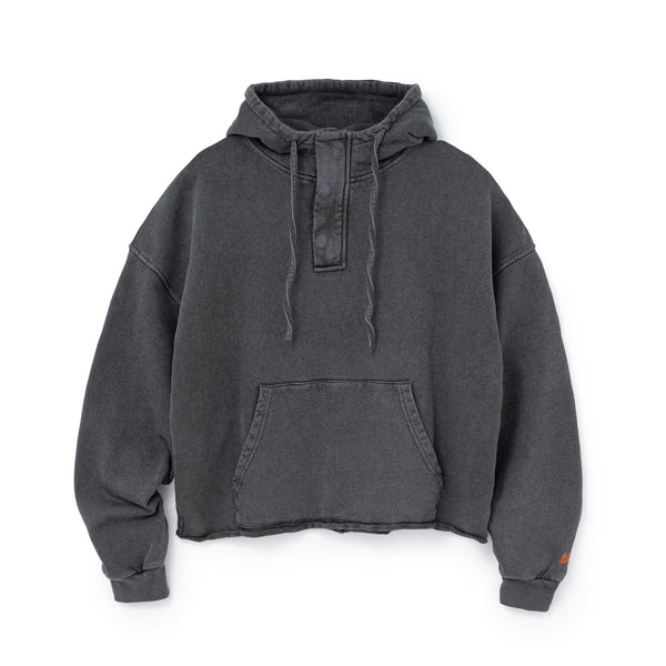 HOODED RAW HEM SWEAT SHIRT