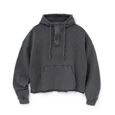HOODED RAW HEM SWEAT SHIRT
