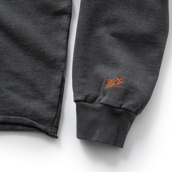 HOODED RAW HEM SWEAT SHIRT