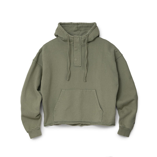 HOODED RAW HEM SWEAT SHIRT