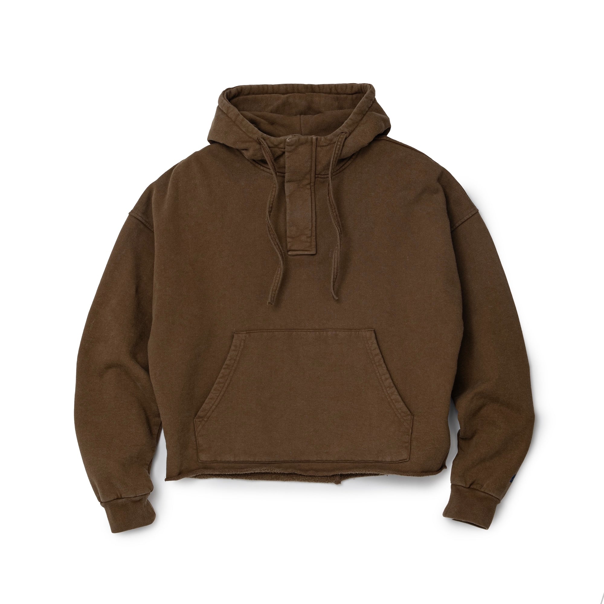 HOODED RAW HEM SWEAT SHIRT