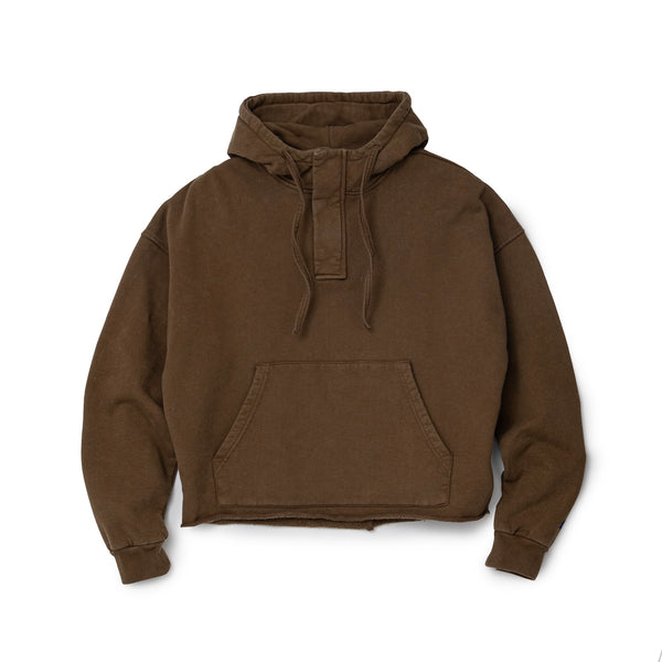HOODED RAW HEM SWEAT SHIRT