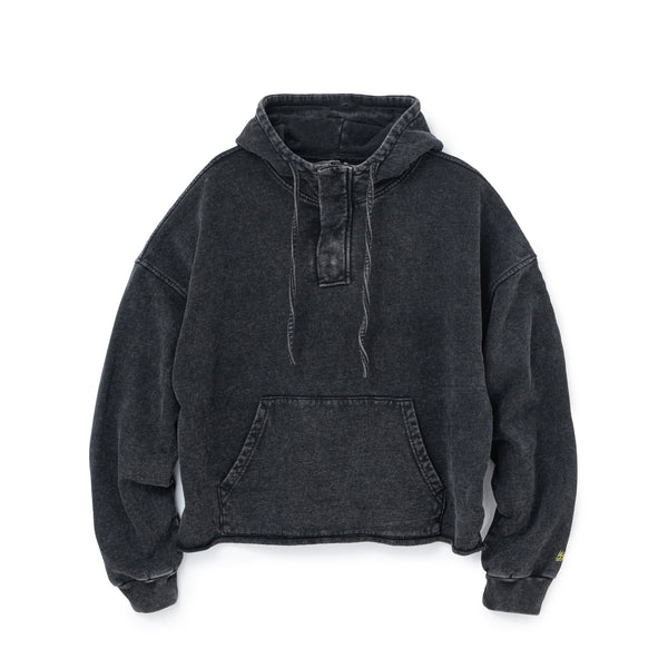 HOODED RAW HEM SWEAT SHIRT