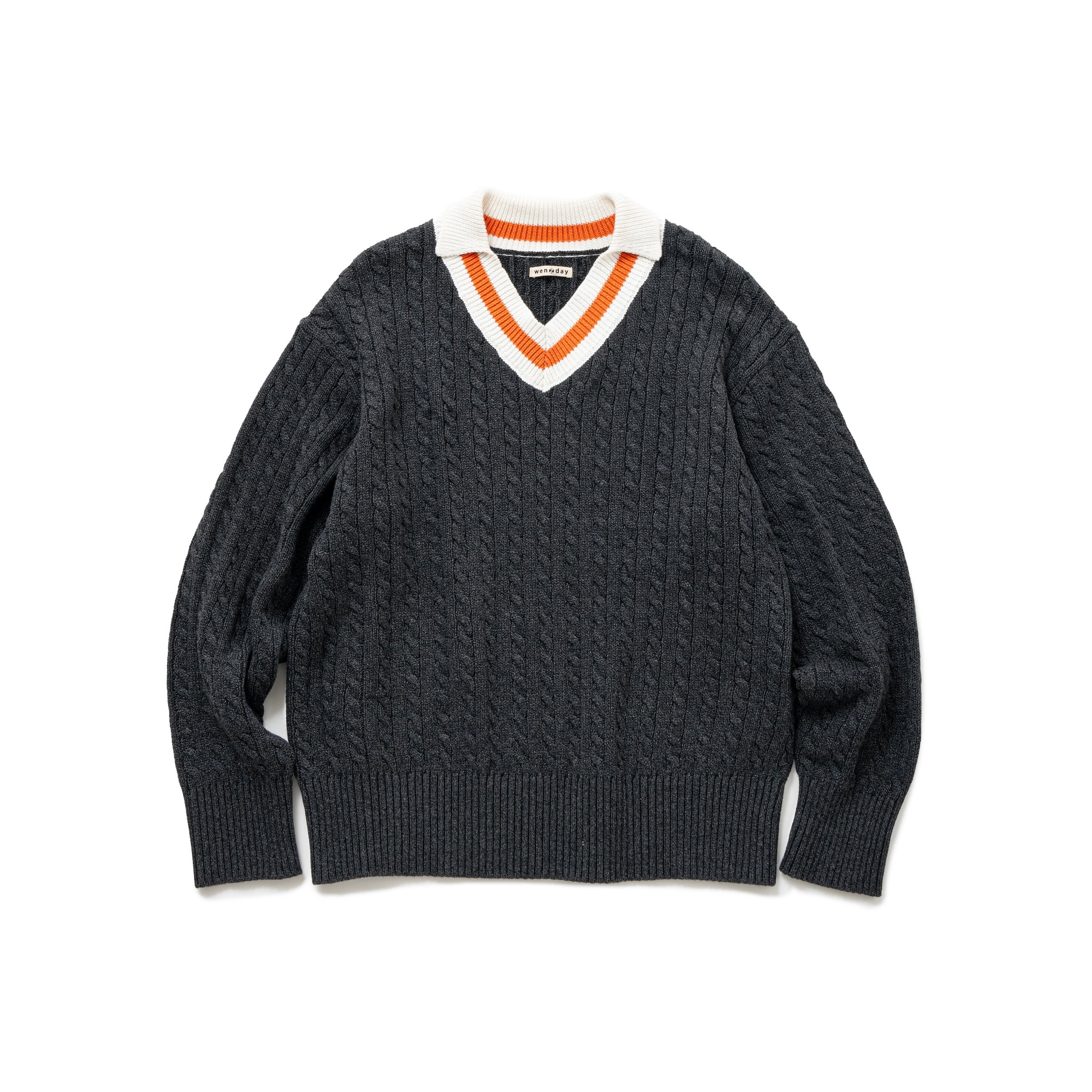 V NECK CABLE KNIT