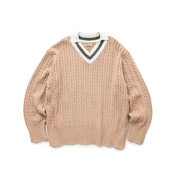 V NECK CABLE KNIT