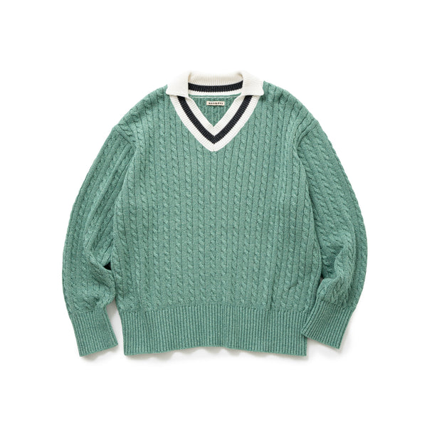 V NECK CABLE KNIT