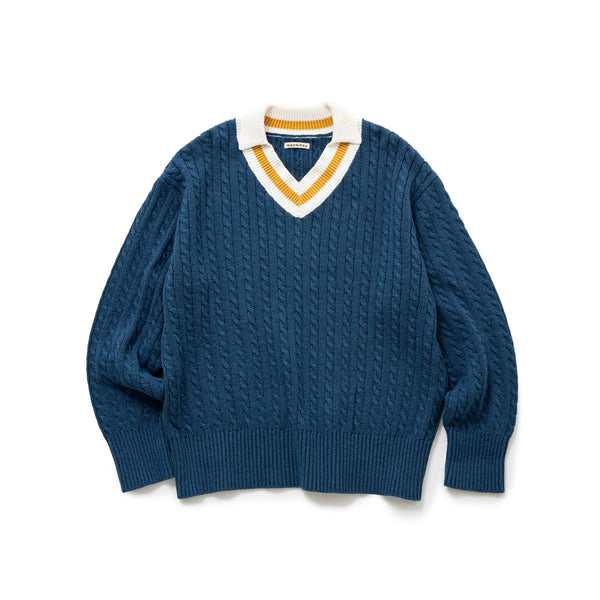 V NECK CABLE KNIT