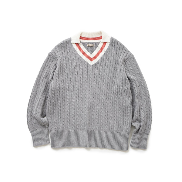 V NECK CABLE KNIT