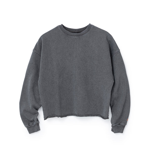 CREW NECK RAW HEM SWEAT SHIRT