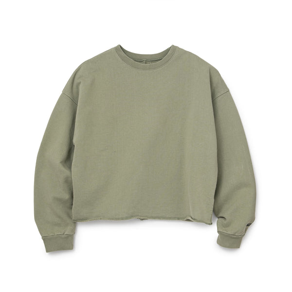 CREW NECK RAW HEM SWEAT SHIRT