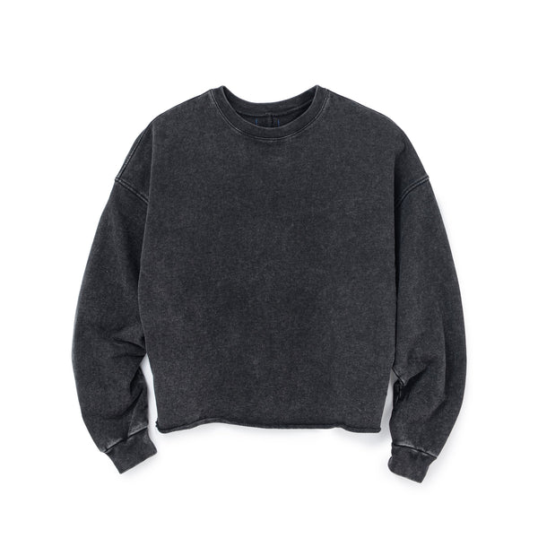 CREW NECK RAW HEM SWEAT SHIRT